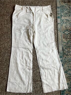 Old‎ Navy White Wide-Leg Linen Blend Trousers